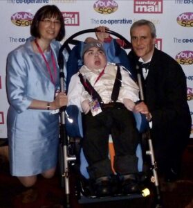 From left to rights Adam's mum Zoe, Adam & Adam's dad Paul at Young Scot awards