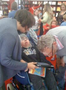 Adam with Michael Rosen at Edinburgh International Book Festival